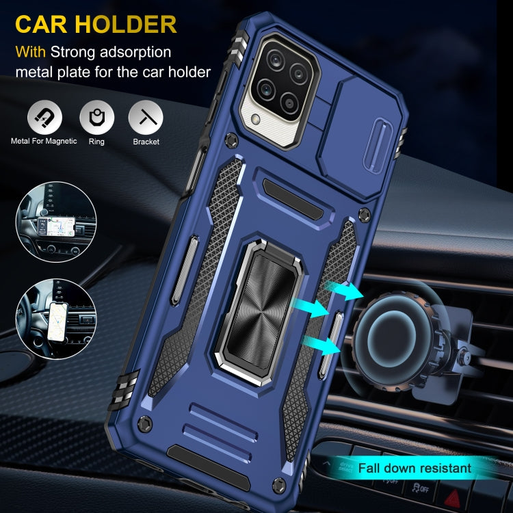For Samsung Galaxy A12 5G/4G / M12 / F12 Armor PC + TPU Camera Shield Phone Case(Navy Blue) - Galaxy Phone Cases by PMC TechLife | Online Shopping South Africa | PMC TechLife