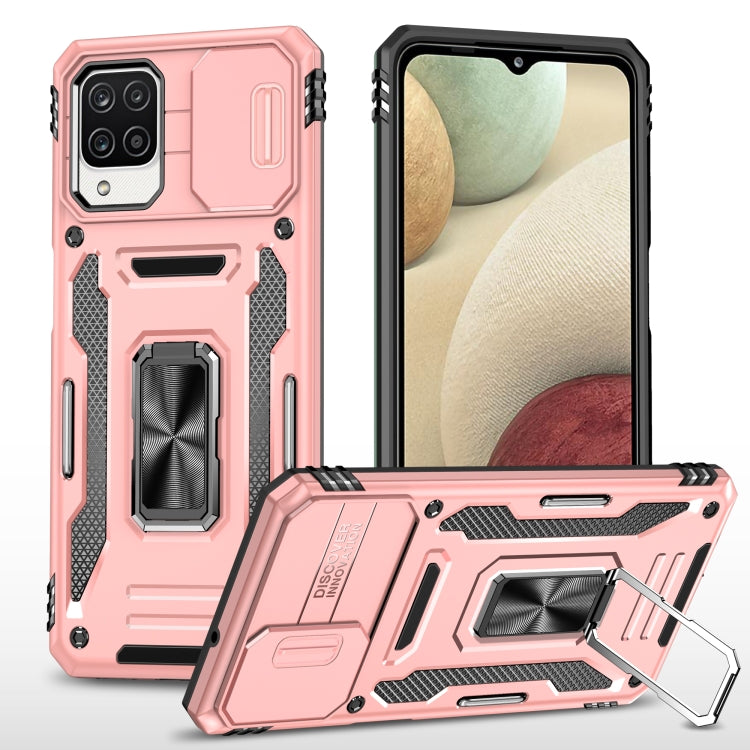 For Samsung Galaxy A12 5G/4G / M12 / F12 Armor PC + TPU Camera Shield Phone Case(Rose Gold) - Galaxy Phone Cases by PMC TechLife | Online Shopping South Africa | PMC TechLife