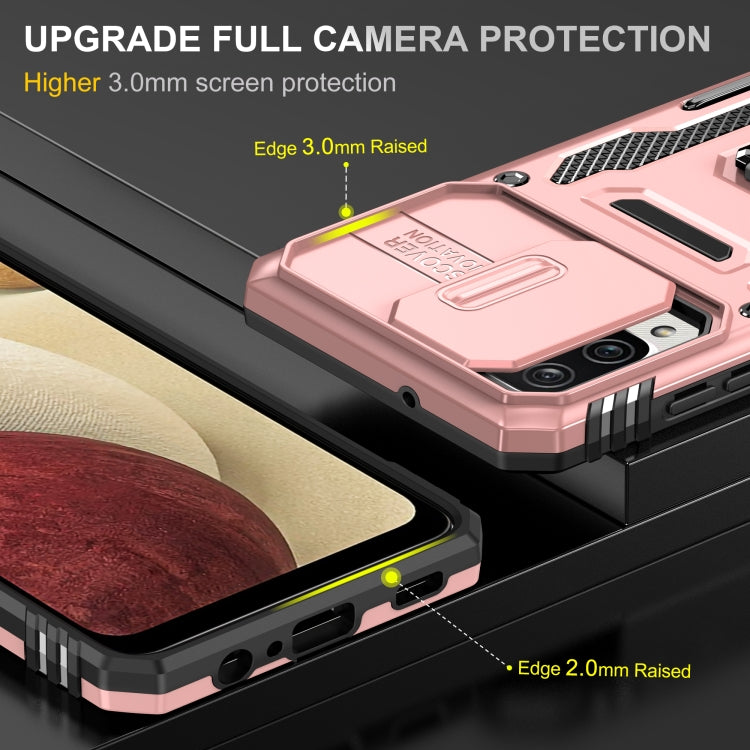 For Samsung Galaxy A12 5G/4G / M12 / F12 Armor PC + TPU Camera Shield Phone Case(Rose Gold) - Galaxy Phone Cases by PMC TechLife | Online Shopping South Africa | PMC TechLife