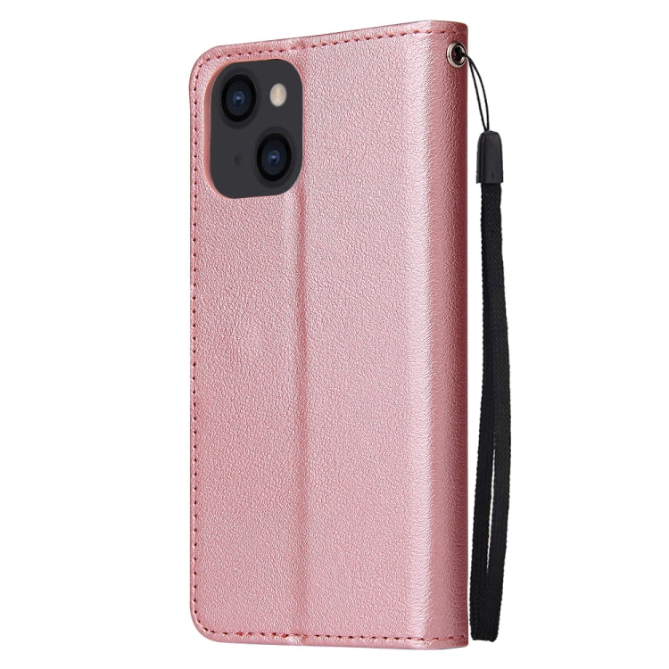 For iPhone 14 Multifunctional Horizontal Flip Leather Case with Three Card Slot (Rose Gold) - free shipping - PMC TechLife - Order now!