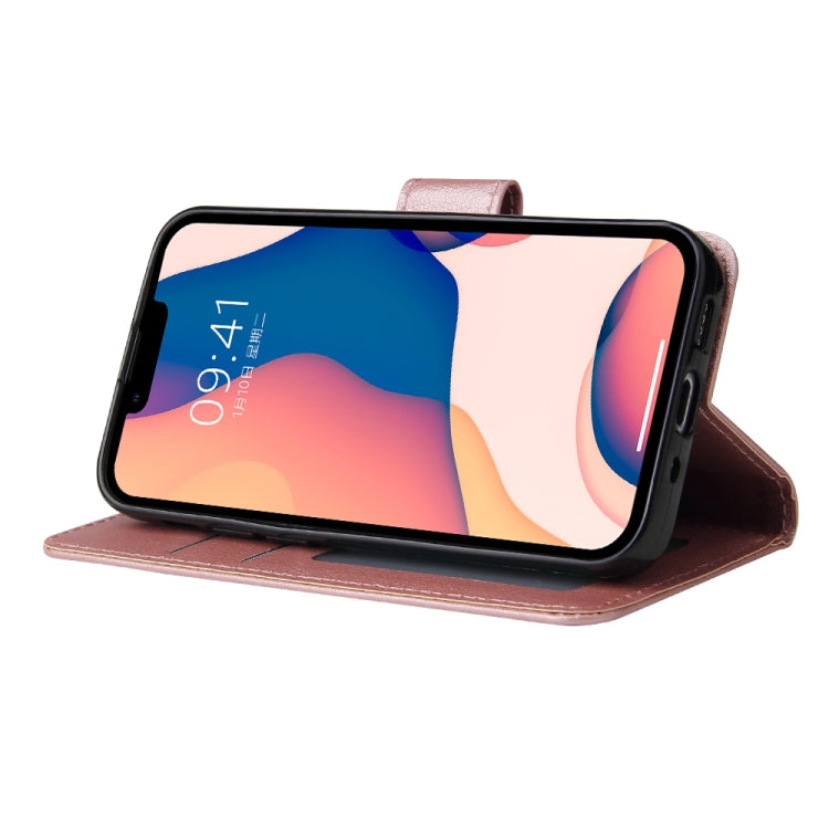 For iPhone 14 Multifunctional Horizontal Flip Leather Case with Three Card Slot (Rose Gold) - free shipping - PMC TechLife - Order now!