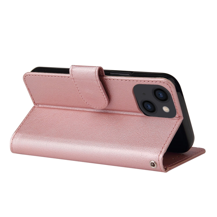 For iPhone 14 Multifunctional Horizontal Flip Leather Case with Three Card Slot (Rose Gold) - free shipping - PMC TechLife - Order now!