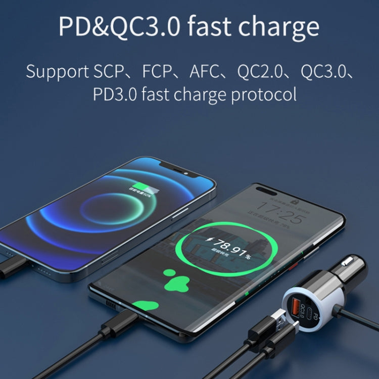 SC03 76W Output PD / QC3.0 Fast Charge Extended Car Charger - Car Charger by PMC TechLife | Online Shopping South Africa | PMC TechLife