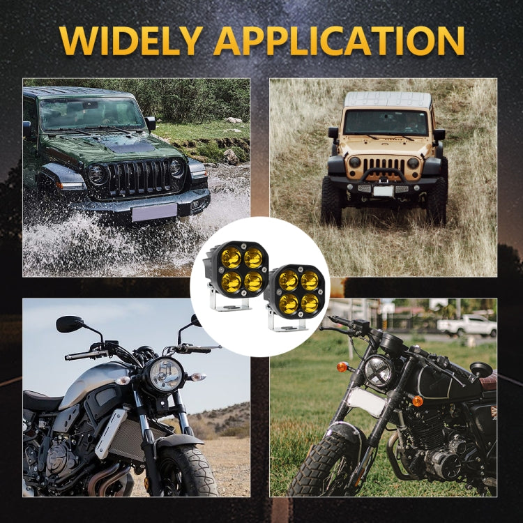 Car 3 inch 4LEDs Continuous Spotlight 20W / 2000LM / 6000K / DC9-80V(Yellow Light) - Work Lights by PMC TechLife | Online Shopping South Africa | PMC TechLife | Buy Now Pay Later Mobicred