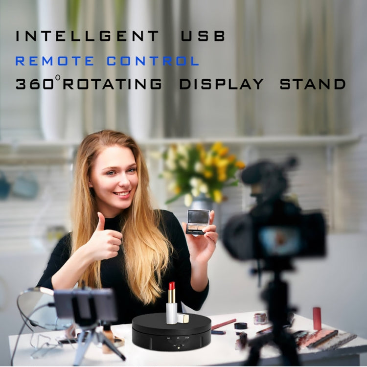 14.6cm Remote Mirror USB Electric Rotating Turntable Display Stand, Load: 10kg(White) -  by PMC TechLife | Online Shopping South Africa | PMC TechLife