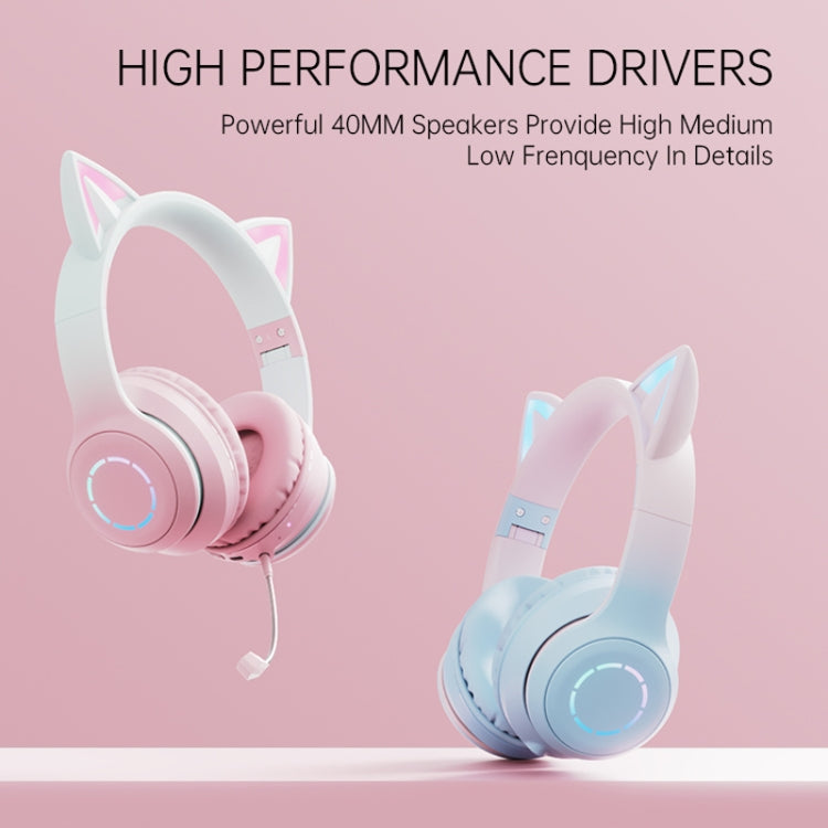 BT029C RGB Dual Modes Cat Ear Wireless Bluetooth Headphone(Blue) - Headset & Headphone by PMC TechLife | Online Shopping South Africa | PMC TechLife