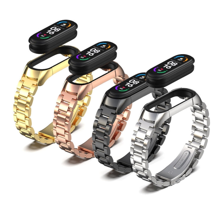 For Xiaomi Mi Band 6 / 6 NFC MIJOBS TF2 Tri-Bead Stainless Steel Watch Band(Black) - free shipping - PMC TechLife - Order now!