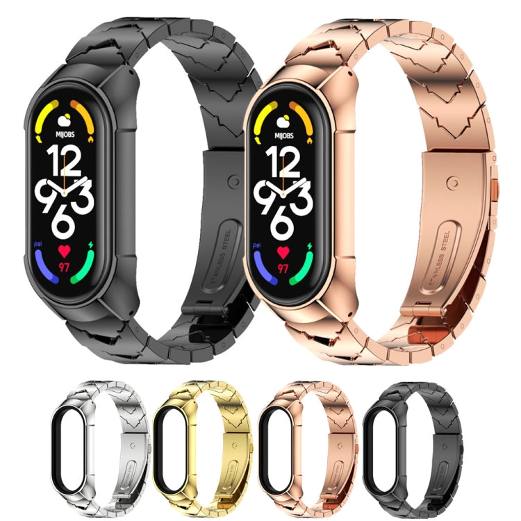 For Xiaomi Mi Band 7 / 7 NFC MIJOBS Stainless Steel Watch Band, Style:TF2 V Type(Silver) - Watch Bands by MIJOBS | Online Shopping South Africa | PMC TechLife | Buy Now Pay Later Mobicred