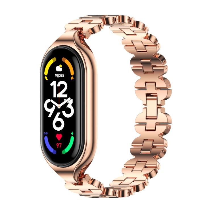 For Xiaomi Mi Band 7 / 7 NFC MIJOBS Stainless Steel Watch Band, Style:Bone Chain(Rose Gold) - free shipping - PMC TechLife - Order now!