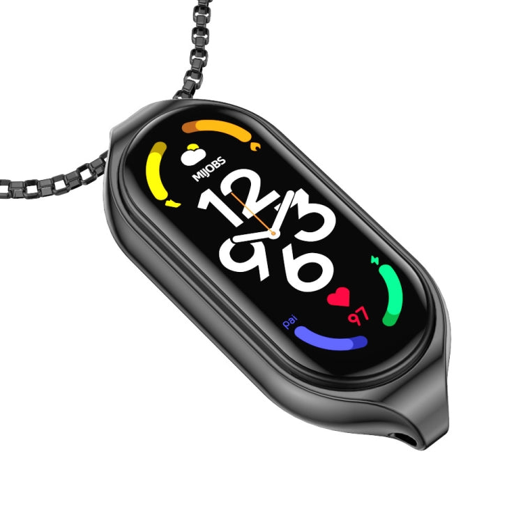 For Xiaomi Mi Band 7 / 7 NFC MIJOBS Metal Pendant Stainless Steel Watch Necklace (Black) - Watch Bands by MIJOBS | Online Shopping South Africa | PMC TechLife | Buy Now Pay Later Mobicred