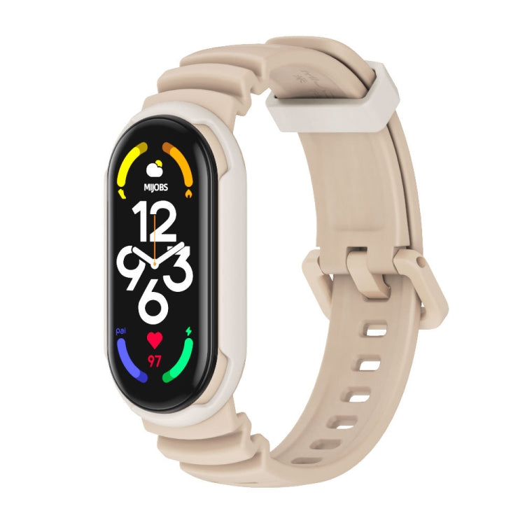For Xiaomi Mi Band 5 / 6 / 7 MIJOBS GS Unibody Two-color Watch Band(Light Apricot  Warm Grey) - Watch Bands by MIJOBS | Online Shopping South Africa | PMC TechLife | Buy Now Pay Later Mobicred