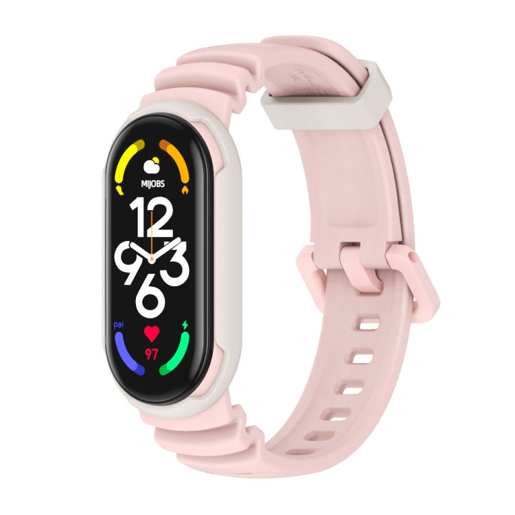 For Xiaomi Mi Band 5 / 6 / 7 MIJOBS GS Unibody Two-color Watch Band(Pink Warm Grey) - Watch Bands by MIJOBS | Online Shopping South Africa | PMC TechLife | Buy Now Pay Later Mobicred