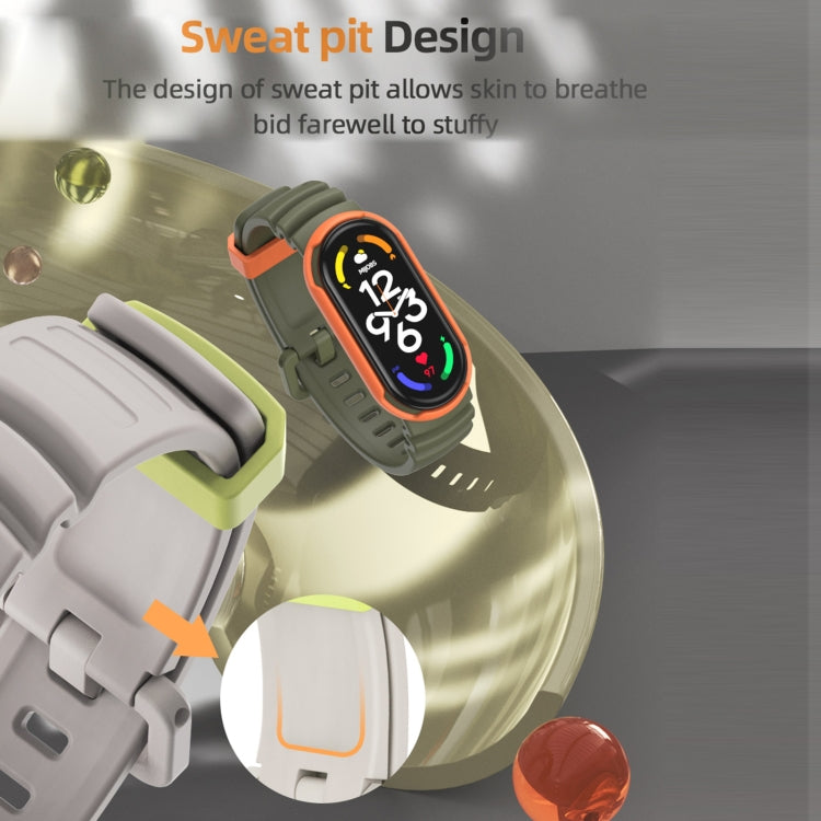 For Xiaomi Mi Band 5 / 6 / 7 MIJOBS GS Unibody Two-color Watch Band(Army Green Orange) - Watch Bands by MIJOBS | Online Shopping South Africa | PMC TechLife | Buy Now Pay Later Mobicred