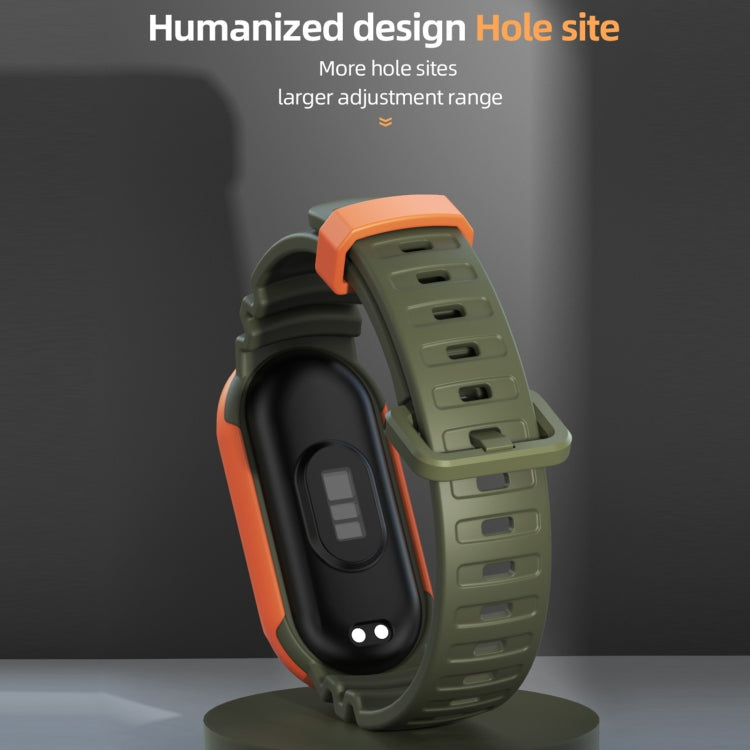 For Xiaomi Mi Band 5 / 6 / 7 MIJOBS GS Unibody Two-color Watch Band(Army Green Orange) - Watch Bands by MIJOBS | Online Shopping South Africa | PMC TechLife | Buy Now Pay Later Mobicred