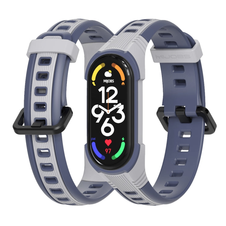For Xiaomi Mi Band 5 / 6 / 7 MIJOBS Unibody Two-color Silicone Watch Band(Grey Midnight Blue) - Watch Bands by MIJOBS | Online Shopping South Africa | PMC TechLife | Buy Now Pay Later Mobicred