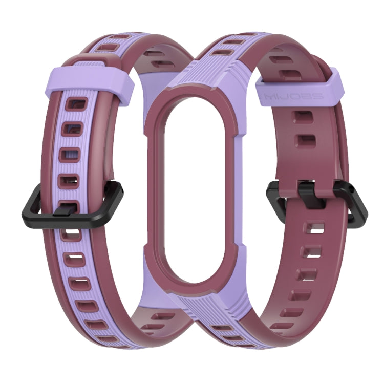 For Xiaomi Mi Band 5 / 6 / 7 MIJOBS Unibody Two-color Silicone Watch Band(Purple Wine Red) - Watch Bands by MIJOBS | Online Shopping South Africa | PMC TechLife | Buy Now Pay Later Mobicred