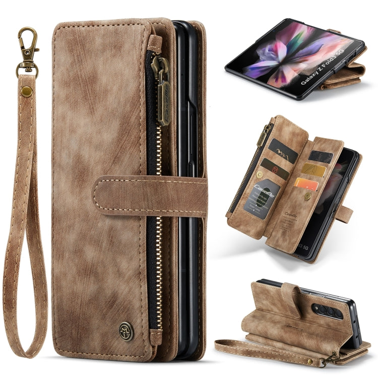 For Samsung Galaxy Z Fold4 5G CaseMe C30 Multifunctional Card Slots Zipper Phone Leather Phone Case(Brown) - Galaxy Z Fold4 5G Cases by CaseMe | Online Shopping South Africa | PMC TechLife | Buy Now Pay Later Mobicred