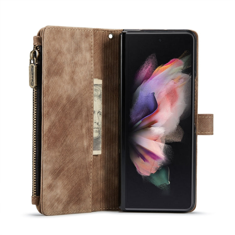 For Samsung Galaxy Z Fold4 5G CaseMe C30 Multifunctional Card Slots Zipper Phone Leather Phone Case(Brown) - Galaxy Z Fold4 5G Cases by CaseMe | Online Shopping South Africa | PMC TechLife | Buy Now Pay Later Mobicred