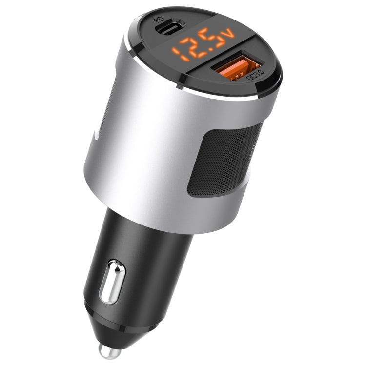 SC01 65W QC3.0 + PD Dual Ports Car Charger with Voltage Display(Silver) - Car Charger by PMC TechLife | Online Shopping South Africa | PMC TechLife