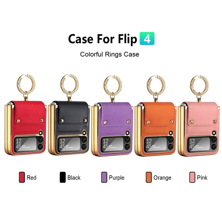 For Samsung Galaxy Z Flip4 5G GKK Colorful PU Phone Case with Ring Holder(Purple) - Galaxy Z Flip4 5G Cases by GKK | Online Shopping South Africa | PMC TechLife | Buy Now Pay Later Mobicred