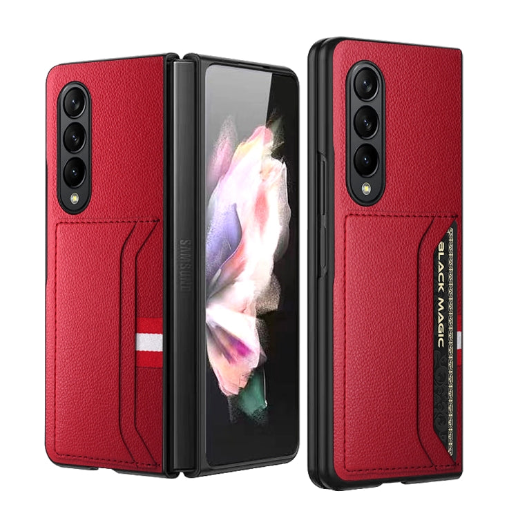For Samsung Galaxy Z Fold4 5G GKK Litchi Texture Card Slot Phone Case(Red) - Galaxy Z Fold4 5G Cases by GKK | Online Shopping South Africa | PMC TechLife | Buy Now Pay Later Mobicred