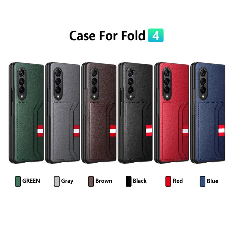 For Samsung Galaxy Z Fold4 5G GKK Litchi Texture Card Slot Phone Case(Grey) - Galaxy Z Fold4 5G Cases by GKK | Online Shopping South Africa | PMC TechLife | Buy Now Pay Later Mobicred