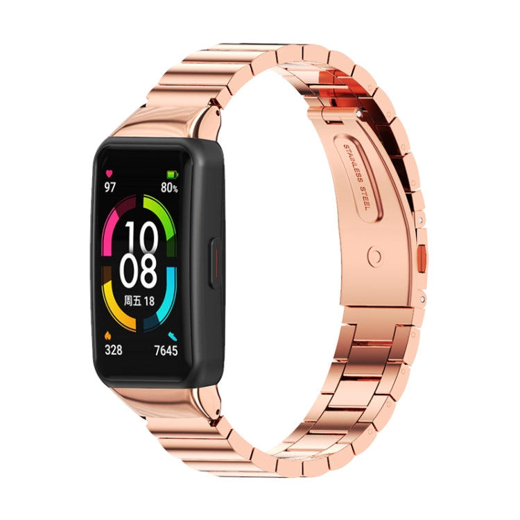 For Huawei Band 6 / Honor Band 6 / 7 Mijobs Bamboo Stainless Steel Metal Watch Band(Rose Gold) - Watch Bands by MIJOBS | Online Shopping South Africa | PMC TechLife | Buy Now Pay Later Mobicred