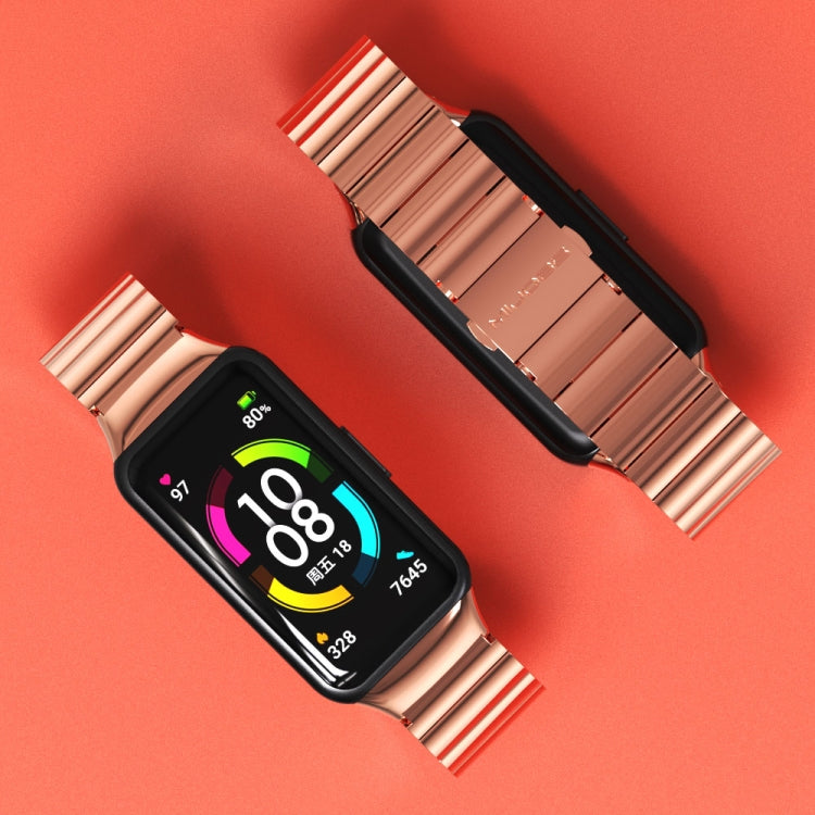 For Huawei Band 6 / Honor Band 6 / 7 Mijobs Bamboo Stainless Steel Metal Watch Band(Rose Gold) - Watch Bands by MIJOBS | Online Shopping South Africa | PMC TechLife | Buy Now Pay Later Mobicred