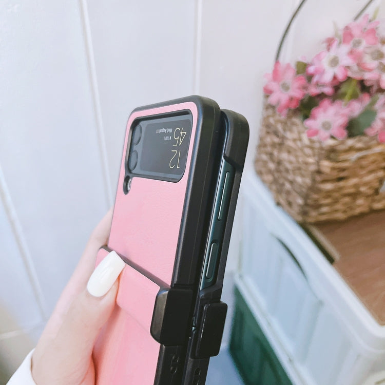 For Samsung Galaxy Z Flip4 5G Two-color Litchi Texture PU Phone Case(Pink) - free shipping - PMC TechLife - Order now!