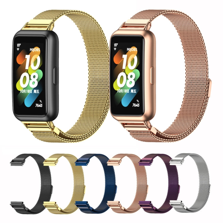 For Huawei Band 7 / 7 NFC MIJOBS Milan Magnetic Stainless Steel Watch Band(Rose Gold) - Watch Bands by MIJOBS | Online Shopping South Africa | PMC TechLife | Buy Now Pay Later Mobicred