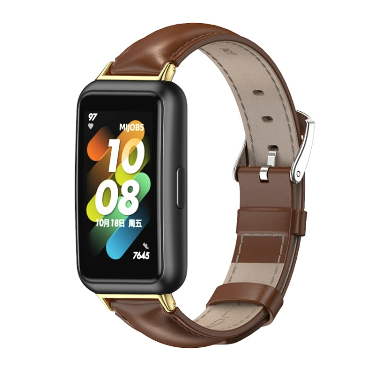 For Huawei Band 7 / 7 NFC MIJOBS Cowhide Leather Watch Band(Brown Gold) - free shipping - PMC TechLife - Order now!