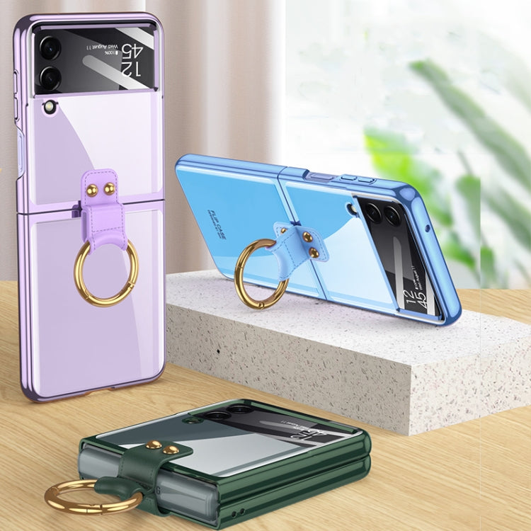 For Samsung Galaxy Z Flip4 GKK Integrated Electroplating Phone Case with Ring(Blue) - free shipping - PMC TechLife - Order now!