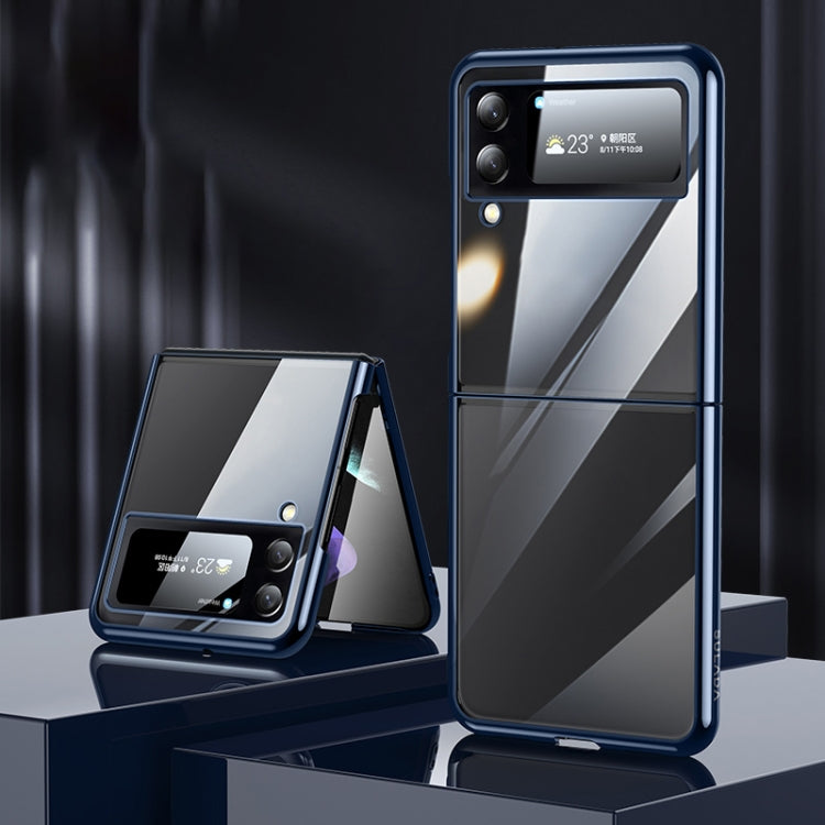For Samsung Galaxy Z Flip4 SULADA Shockproof Plating PC Transparent Protective Case(Blue) - Galaxy Z Flip4 5G Cases by SULADA | Online Shopping South Africa | PMC TechLife