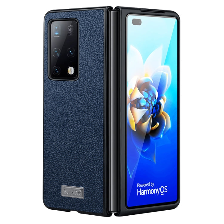 For Samsung Galaxy Z Fold4 SULADA Shockproof TPU + Handmade Leather Phone Case(Blue) - Galaxy Z Fold4 5G Cases by SULADA | Online Shopping South Africa | PMC TechLife | Buy Now Pay Later Mobicred
