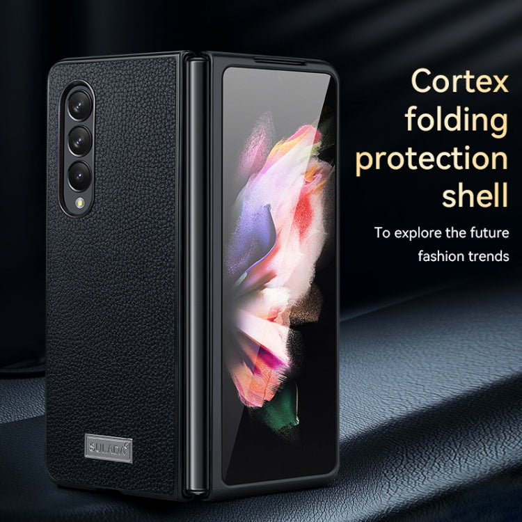 For Samsung Galaxy Z Fold4 SULADA Shockproof TPU + Handmade Leather Phone Case(Black) - Galaxy Z Fold4 5G Cases by SULADA | Online Shopping South Africa | PMC TechLife
