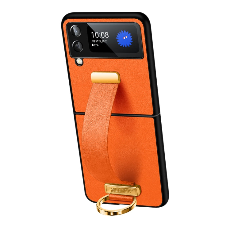 For Samsung Galaxy Z Flip4 SULADA Cool Series PC + Leather Texture Skin Feel Shockproof Phone Case(Orange) - Galaxy Z Flip4 5G Cases by SULADA | Online Shopping South Africa | PMC TechLife | Buy Now Pay Later Mobicred