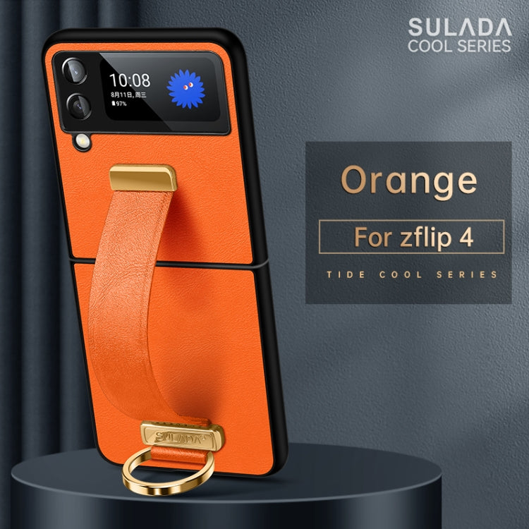 For Samsung Galaxy Z Flip4 SULADA Cool Series PC + Leather Texture Skin Feel Shockproof Phone Case(Orange) - Galaxy Z Flip4 5G Cases by SULADA | Online Shopping South Africa | PMC TechLife | Buy Now Pay Later Mobicred