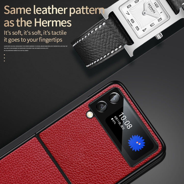 For Samsung Galaxy Z Flip4 SULADA Shockproof TPU + Handmade Leather Phone Case(Orange) - free shipping - PMC TechLife - Order now!