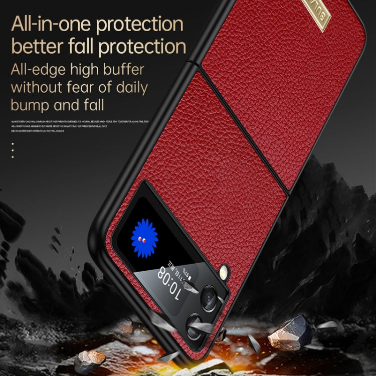 For Samsung Galaxy Z Flip4 SULADA Shockproof TPU + Handmade Leather Phone Case(Orange) - free shipping - PMC TechLife - Order now!
