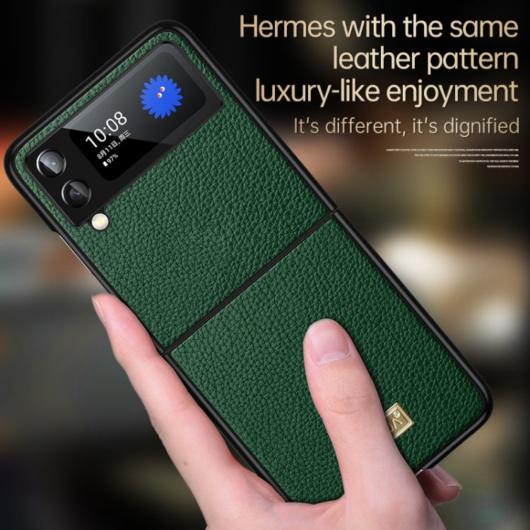 For Samsung Galaxy Z Flip4 SULADA Shockproof TPU + Handmade Leather Phone Case(Orange) - free shipping - PMC TechLife - Order now!