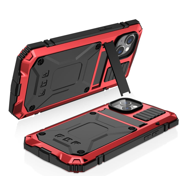 For iPhone 14 R-JUST Shockproof Waterproof Dust-proof Case with Holder (Red) - free shipping - PMC TechLife - Order now!