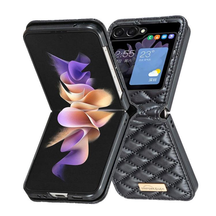 For Samsung Galaxy Z Flip5 Elegant Rhombic Texture Leather Phone Case(Black) - free shipping - PMC TechLife - Order now!
