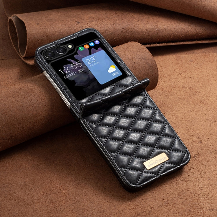 For Samsung Galaxy Z Flip5 Elegant Rhombic Texture Leather Phone Case(Black) - free shipping - PMC TechLife - Order now!