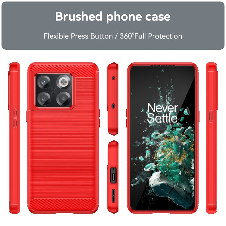 For OnePlus 10T Brushed Texture Carbon Fiber TPU Phone Case (Red) - free shipping - PMC TechLife - Order now!