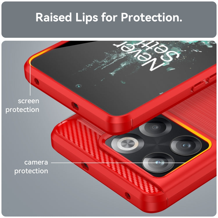For OnePlus 10T Brushed Texture Carbon Fiber TPU Phone Case (Red) - free shipping - PMC TechLife - Order now!