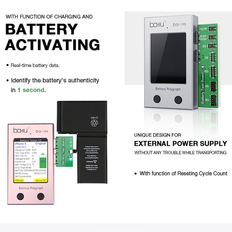 BAKU BA-19A Battery Polygraph for iPhone Battery(Rose Gold) - free shipping - PMC TechLife - Order now!
