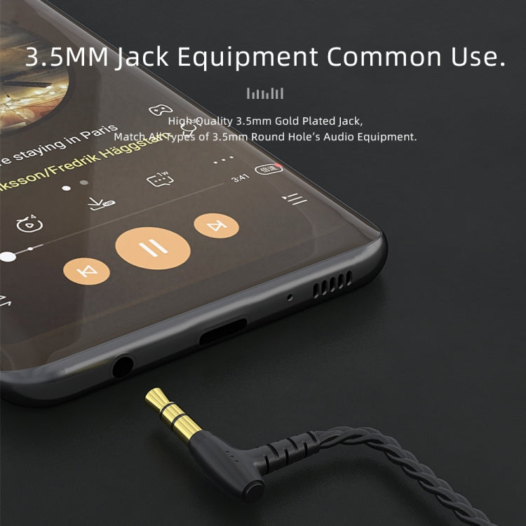 CVJ V2 1.25m Oxygen-free Copper Original 3.5mm Elbow Earphone Cable, Style:0.78mm No Mic(Black) - Cable & Splitter by CVJ | Online Shopping South Africa | PMC TechLife | Buy Now Pay Later Mobicred