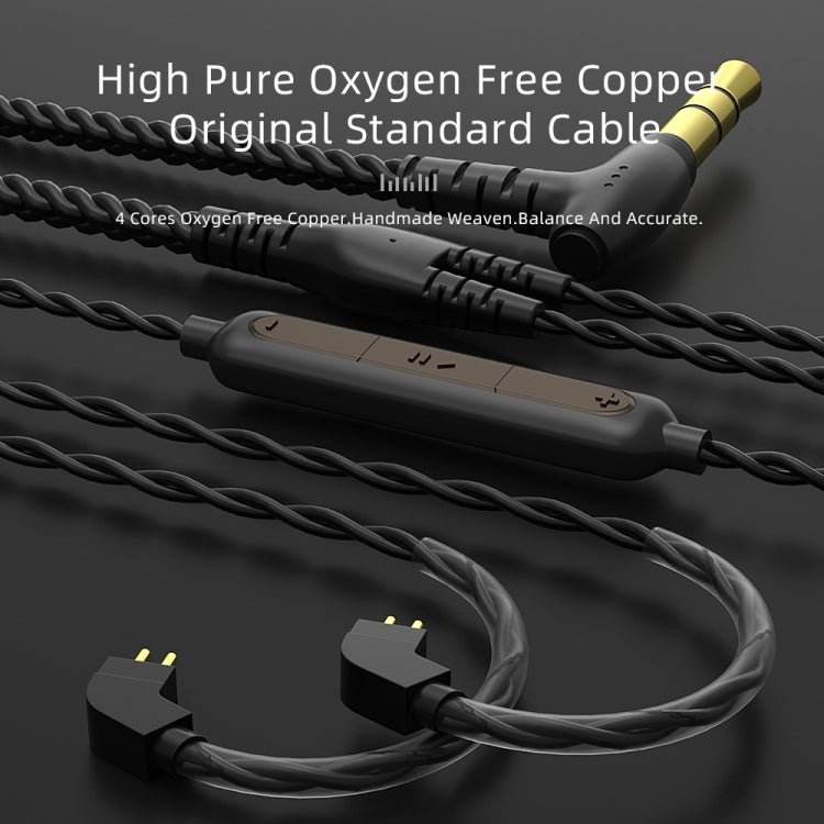 CVJ V2 1.25m Oxygen-free Copper Original 3.5mm Elbow Earphone Cable, Style:0.75mm with Mic(Black) - Cable & Splitter by CVJ | Online Shopping South Africa | PMC TechLife | Buy Now Pay Later Mobicred