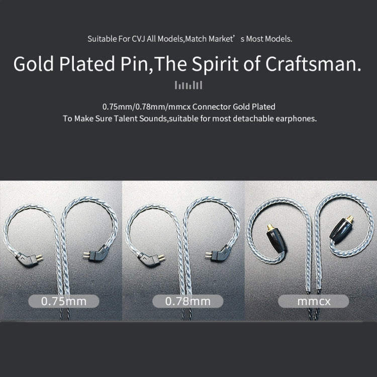 CVJ V2 1.25m Oxygen-free Copper Original 3.5mm Elbow Earphone Cable, Style:0.75mm with Mic(Black) - Cable & Splitter by CVJ | Online Shopping South Africa | PMC TechLife | Buy Now Pay Later Mobicred