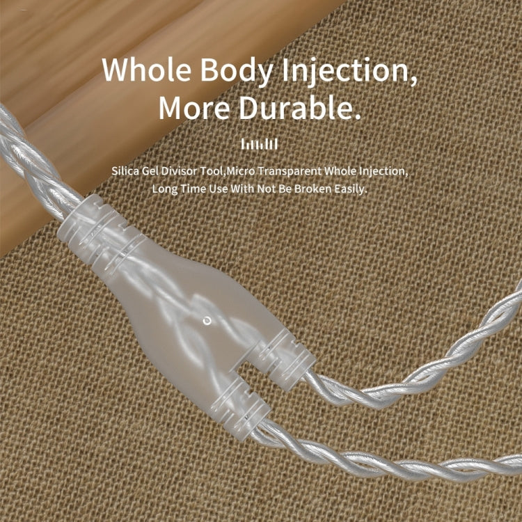 CVJ V7 1.25m 4-Cores Silver-plated 3.5mm Elbow Earphone Cable, Model:2 Pin with Mic(Silver) - Cable & Splitter by CVJ | Online Shopping South Africa | PMC TechLife | Buy Now Pay Later Mobicred